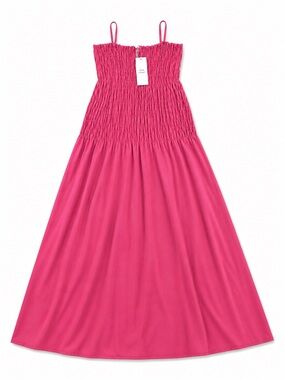 Fuchsia Smocked Maxi Dress with Spaghetti Straps